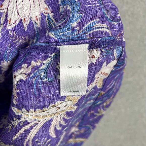 J. Jill Love Linen Purple Floral Sleeveless Shift Dress Size Medium Petite - Picture 9 of 9